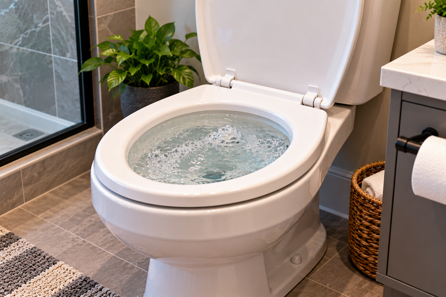 Toilet Water Rising Before Draining in Calgary